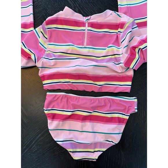 Shade Critters Girls Rash Guard Set Size 14 Pink Stripe Long Sleeve Top & Bottom - Picture 2 of 4